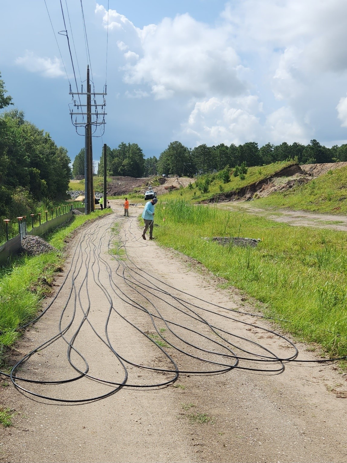 pulling fiber optic lines