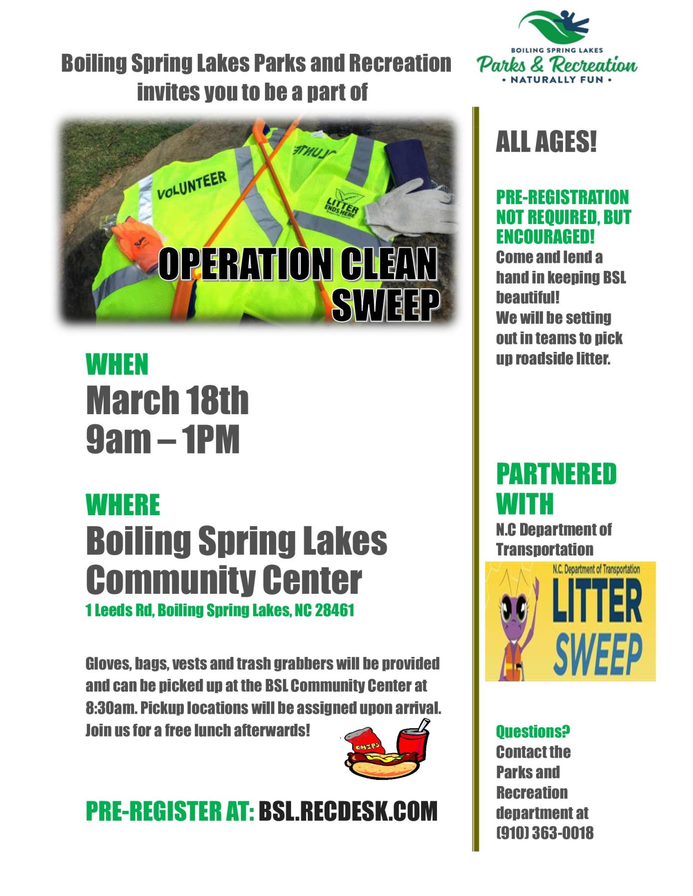 Operation Clean Sweep City of Boiling Spring Lakes, NC