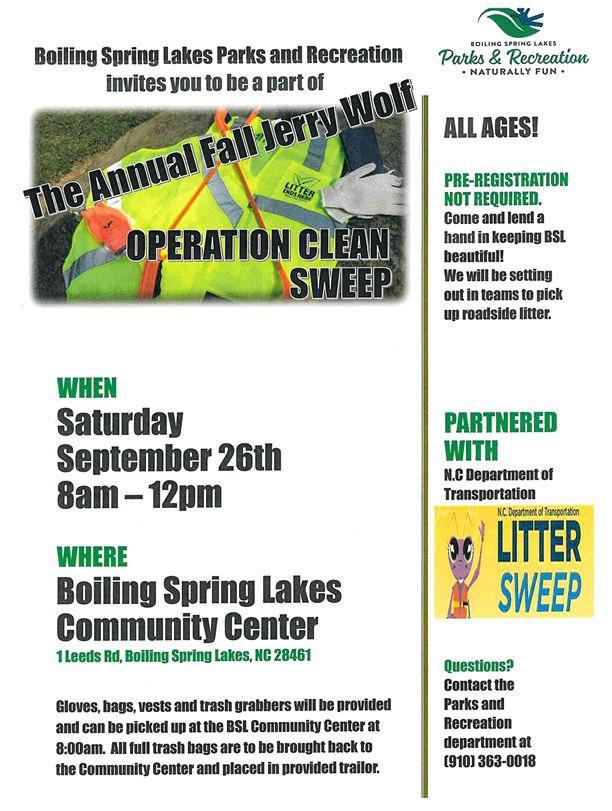 Fall Operation Clean Sweep flyer with information as to when, where