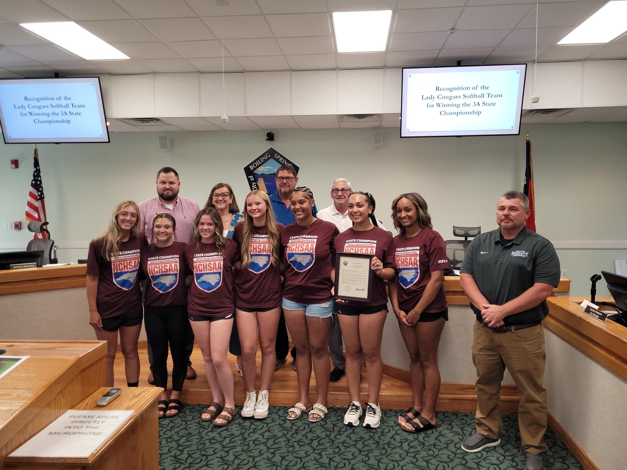 Lady Cougars Recognition City of Boiling Spring Lakes, NC